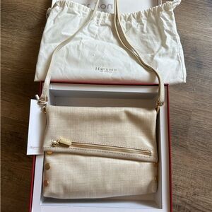 Hammitt Cream Crossbody Bag with Gold Accents